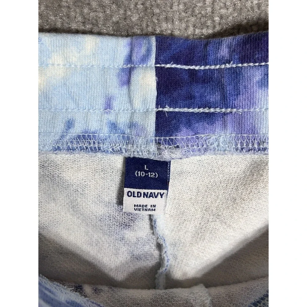 Old Navy Jogger Pants Girls Size Large 10-12 Blue Tie Dye Pockets Lounge NWT